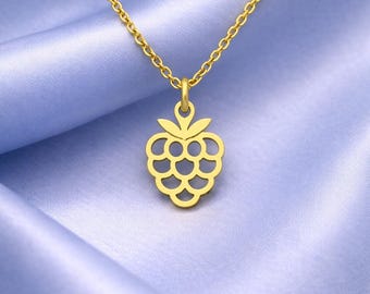 Sterlingzilveren frambozenketting - sierlijke emaille bessenhanger
