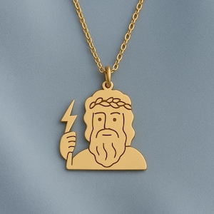 Zeus Necklace – Greek God Lightning Pendant Jewelry on Cable Chain, 925 Sterling Silver, Mythology Jewelry, Gift For Him, Symbolic Necklace