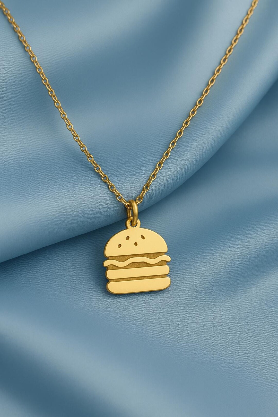 Hamburger Pendant Necklace – Fun Fast Food Jewelry – 925 Sterling ...