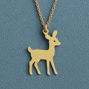 Baby Deer Pendant Necklace Sterling Silver – Woodland Animal Jewelry – Cute 925 Silver Forest Nature Gift -Fawn Pendant