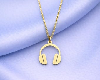 Headphone Necklace - Music Lover Gift - DJ Jewelry - Gold or Silver