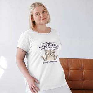 Funny Grumpy Cat Unisex Tee, Pyjama Relax We&#39;re All Crazy T-Shirt, Gift for Cat Lovers, Humor Apparel, Casual Wear, Birthday Gift