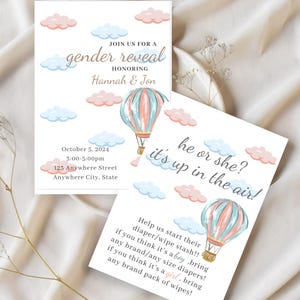 Up in the Air Gender Reveal Invitation Template