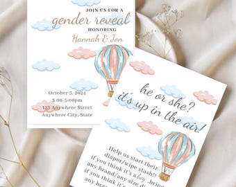Up in the Air Gender Reveal Invitation Template