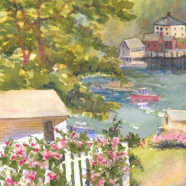 Stonington Maine Harbor View - Blank Card; Print in 5x7"mat