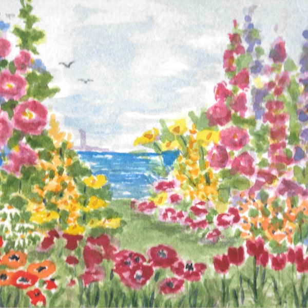 Celia Thaxter's Garden on Appledore Island at the Isle of Shoals,  Blank Card, Greeting Card, New Hampshire Card, All Occasion Card