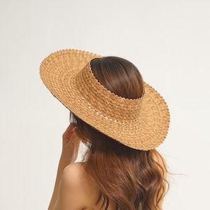 Sombrero sin copa - Sombrero de paja para mujer - Sombrero de verano a la moda - Lauhala Papale - Sombrero hawaiano - Sombrero de playa tejido - Regalo para ella - Sombrero boho
