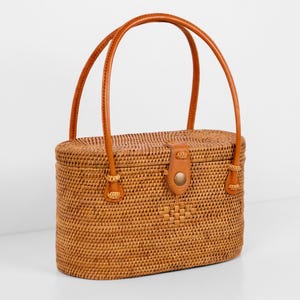 Cylin Griff Rattan Tasche - Trendige Sommertasche - Frauen Stroh Tasche - Geschenk für Sie - Top Griff Strandtasche - Bali Rattan Geldbörse - Boho Boho Tasche