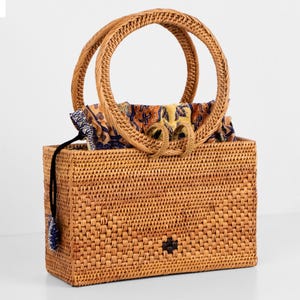 Envelope Handle Rattan Bag - Summer Bag - Women Straw Bag - Gift For Her - Top Handle Beach Hand Bag - Bali Rattan Purse - Boho Bohemian Bag
