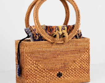 Bolsa de vime com alça tipo envelope - Bolsa de verão - Bolsa de palha feminina - Presente para ela - Bolsa de praia com alça superior - Bolsa de vime balinesa - Bolsa boho boho