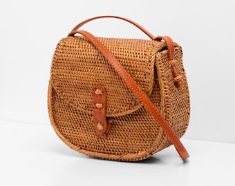 Satchel Rattan Bag - Handmade Summer Bag - Women Straw Bag - Gift For Her - Shoulder Beach Bag - Bali Rattan Purse - Woven Boho Bohemian Bag