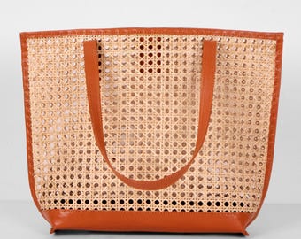 Bolsa de vime Amara - Bolsa de couro - Bolsa de verão transparente - Bolsa de palha feminina - Cesta Boho - Presente para ela - Bolsa tote transparente de praia de Bali