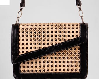Bolsa Callie Rattan - Bolsa de Couro - Bolsa de Verão da Moda - Bolsa de Palha Feminina - Bolsa de Ombro Boho Boho - Presente para Ela - Bolsa Tote de Praia de Bali