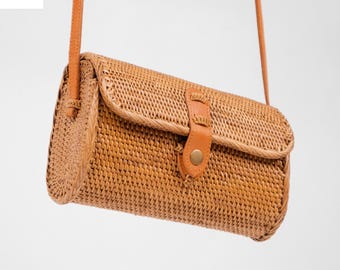 Bolsa de vime tipo carteira - Bolsa de verão feita à mão - Bolsa de palha feminina - Presente para ela - Bolsa de praia transversal - Bolsa balinesa - Bolsa boho boho feita à mão