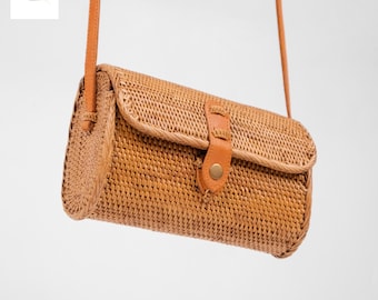 Wallet Rattan Bag - Handmade Summer Bag - Women Straw Bag - Gift For Her - Crossbody Beach Bag - Bali Purse - Handwoven Boho Bohemian Bag