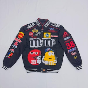 Vintage Nascar JH Design M&Ms Snap Black Cotton Jacket