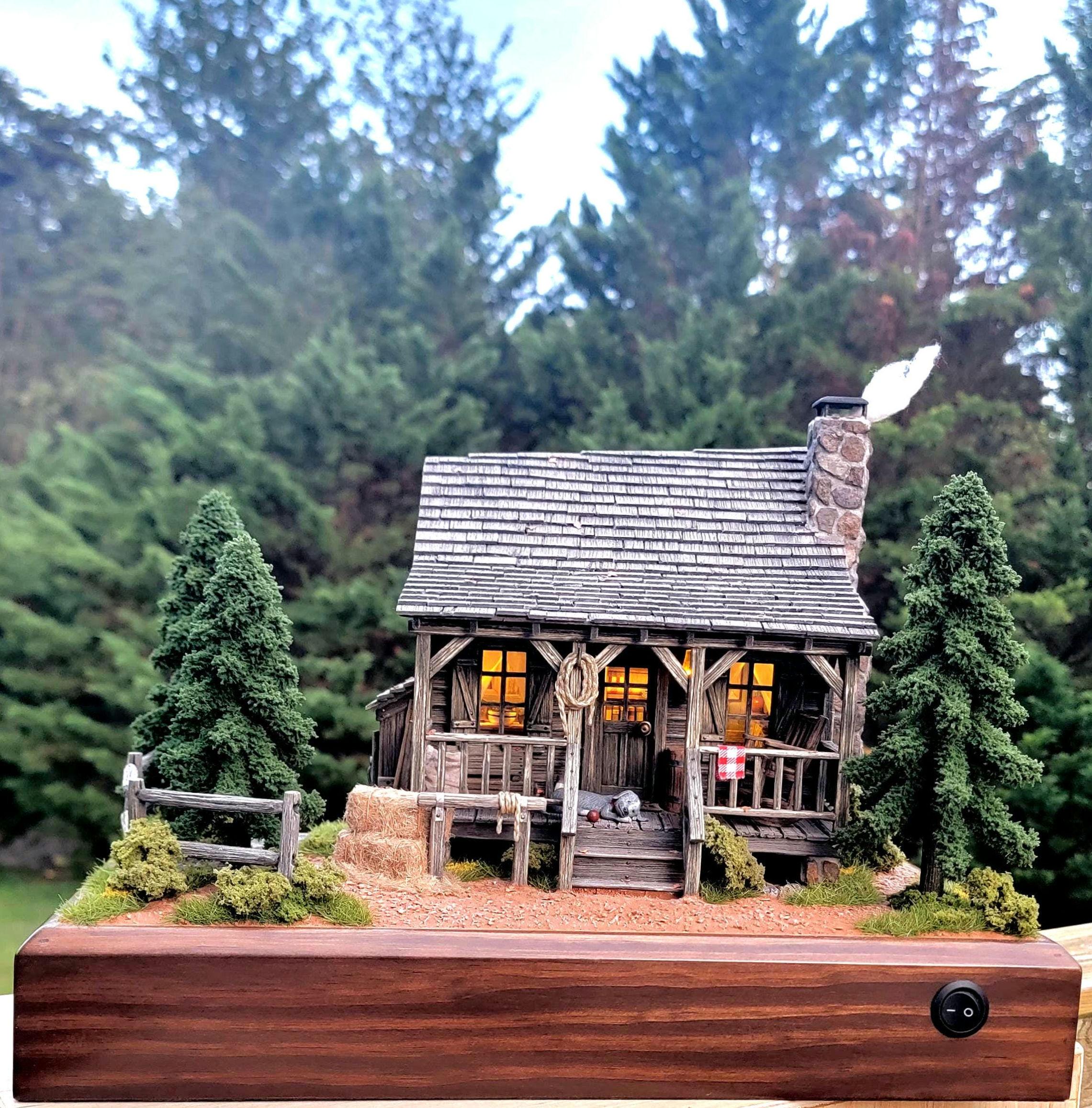 Light up Rustic Log Cabin - Etsy
