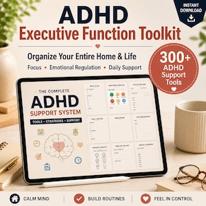 ADHD Executive Function Toolkit Printable, Executive Dysfunction Support Bundle, ADHD Coping Skills & Dopamine Tools