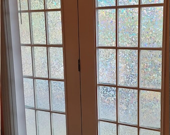 3D Rainbow Window Privacy Film – Static Cling Decorative Glass Sticker, Heat Control UV Block, No Glue, 17.5 x 78.7 Inch