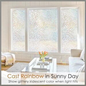 Rainbow Mosaic Window Privacy Film – Static Cling Glass Window Cover ...