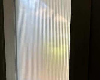 Reeded Glass Window Privacy Film – 3D Frosted Static Cling Glass Covering – Non Adhesive Vinyl – 17.7 x 78.7 in Decorative Glass Film