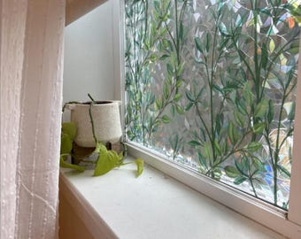 3D Window Privacy Film – No Glue Static Cling Covering – UV Blocking Heat Control Glass Sticker – 17.5&quot; x 6.5ft Easy Install Frosted Film