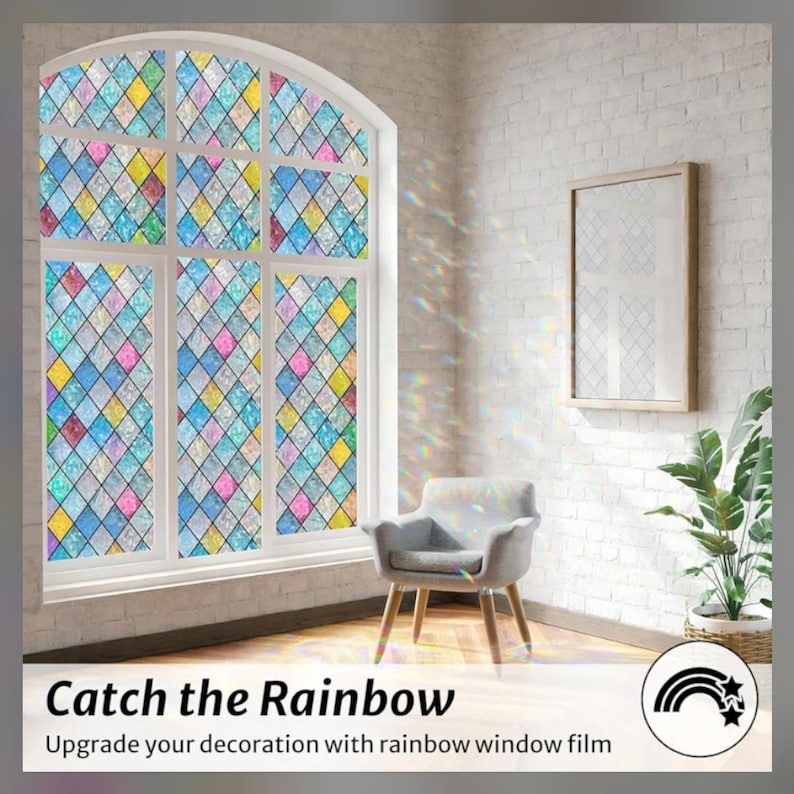 Rainbow Stained Glass Window Film – 3D Static Cling Privacy Film for ...