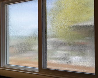 Rain Glass Window Privacy Film 17.7x78.7 In, Static Cling Glass Covering, UV Blocking Heat Control Window Cling, No Adhesive Removable Film
