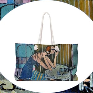 Stylish Weekender Bag for Travel, Tote for Beach, Gym, Overnight Stay, Art-Inspired Carryall, Unique Gift for Her