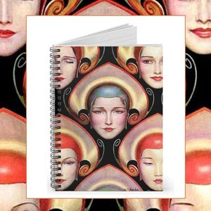 Art Deco Notizbuch Spiralblock Liniert Line Ausgefallenes Skizzenbuch Einzigartiges Journal Vintage Design Notizbuch Geschenk für Künstler Kreatives Schreiben