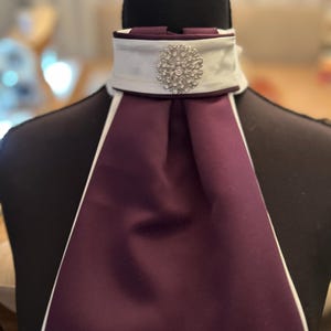 Plum and White Satin Dressage Stock Tie