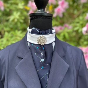 Navy and White Dressage Stock Tie