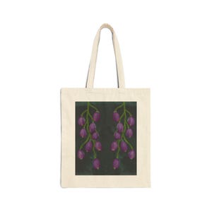 Flower Buds Tote Bag, Floral Canvas Bag, Reusable Shopping Bag, Eco-Friendly Shoulder Bag, Gift for Nature Lovers, Botanical Grocery Bag