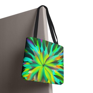 Trippy Abstract Tote Bag - Psychedelic Boho Shoulder Bag, Hippie Market Tote, Groovy Shopping Bag, Colorful Eco-Friendly Canvas Tote, Unique