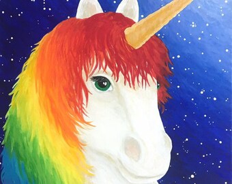 Regenbogen Einhorn Kunstdruck für Kinderzimmer Dekor, 8"x10" Druck