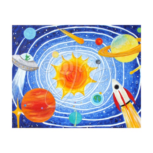 Affiche du système solaire, impression d’art sur le thème de l’espace de 20 x 16 pouces pour la décoration de la chambre des enfants ou de la crèche