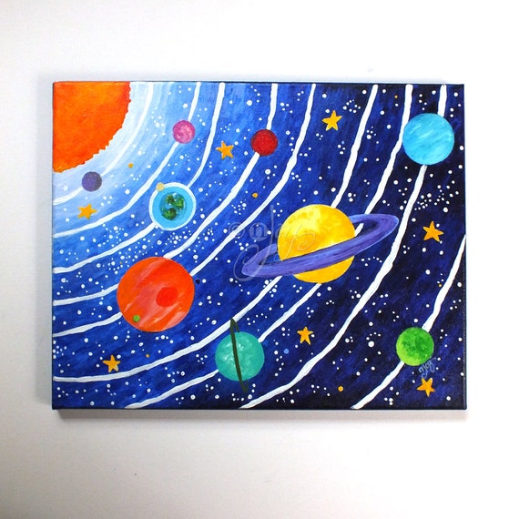 custom art solar system 16x12 acrylic canvas painting space etsy acrylic canvas painting