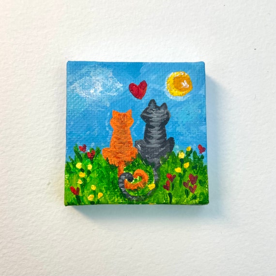 Tiny Paintings, Acrylic, 2x2 inches : Art  Small canvas art, Small canvas  paintings, Mini canvas art