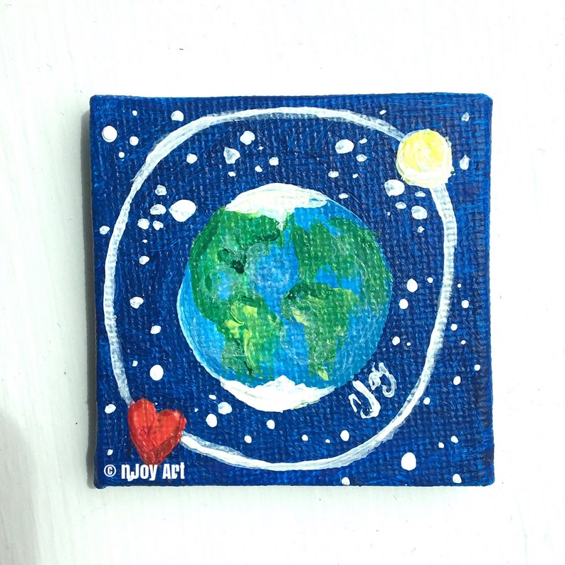 Earth Art Miniature Painting Acrylic Canvas Etsy