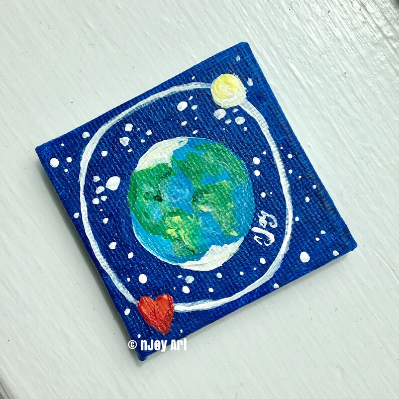 Earth Art Miniature Painting Acrylic Canvas Etsy