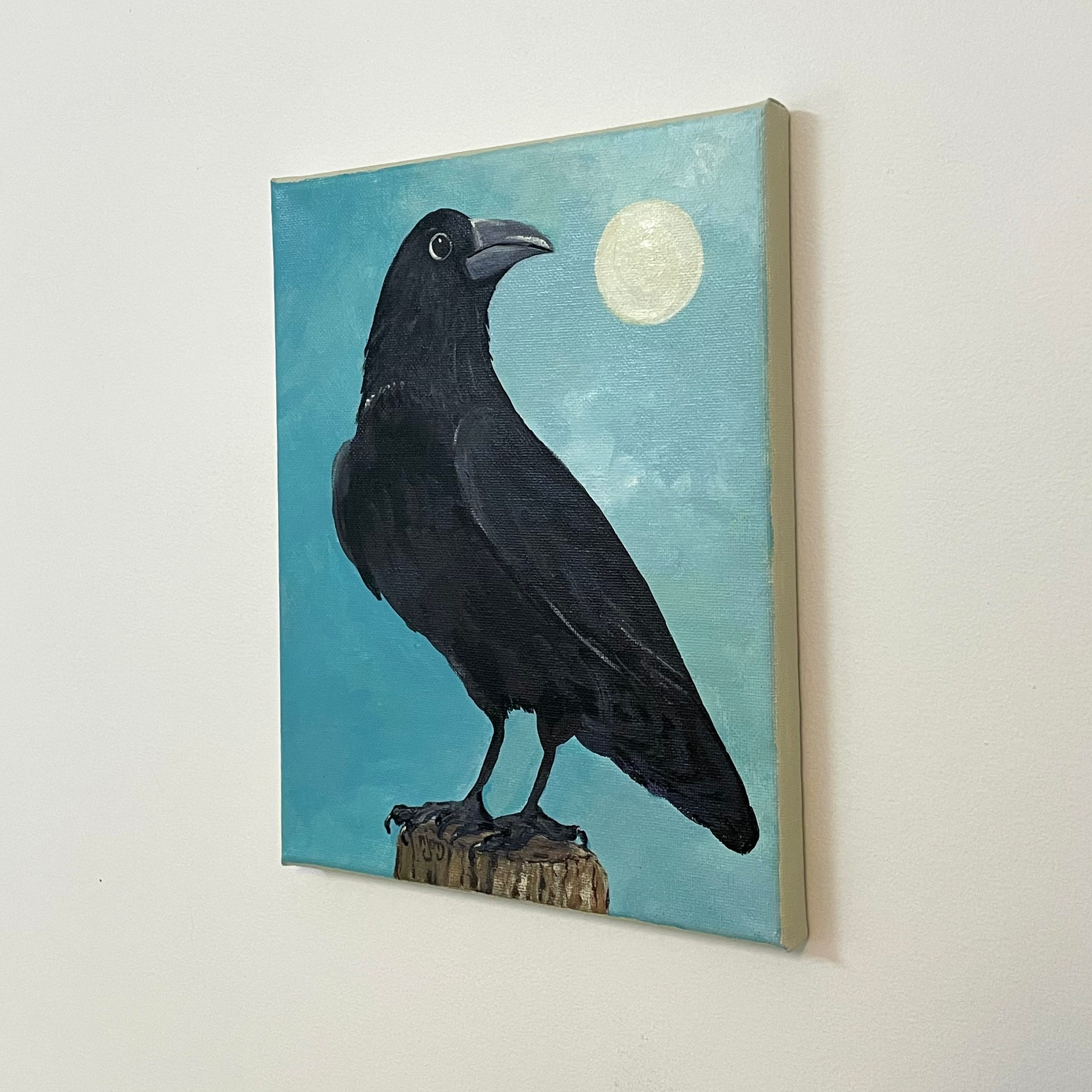Crow Art, 8x10 Acrylic Crow Painting on Canvas - Etsy