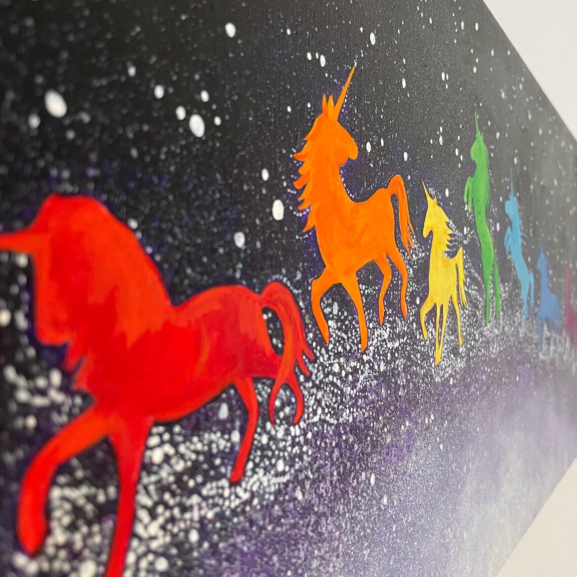 Unicorn Rainbow Painting 24x12 Inch Fantasy Themed Acrylic Etsy