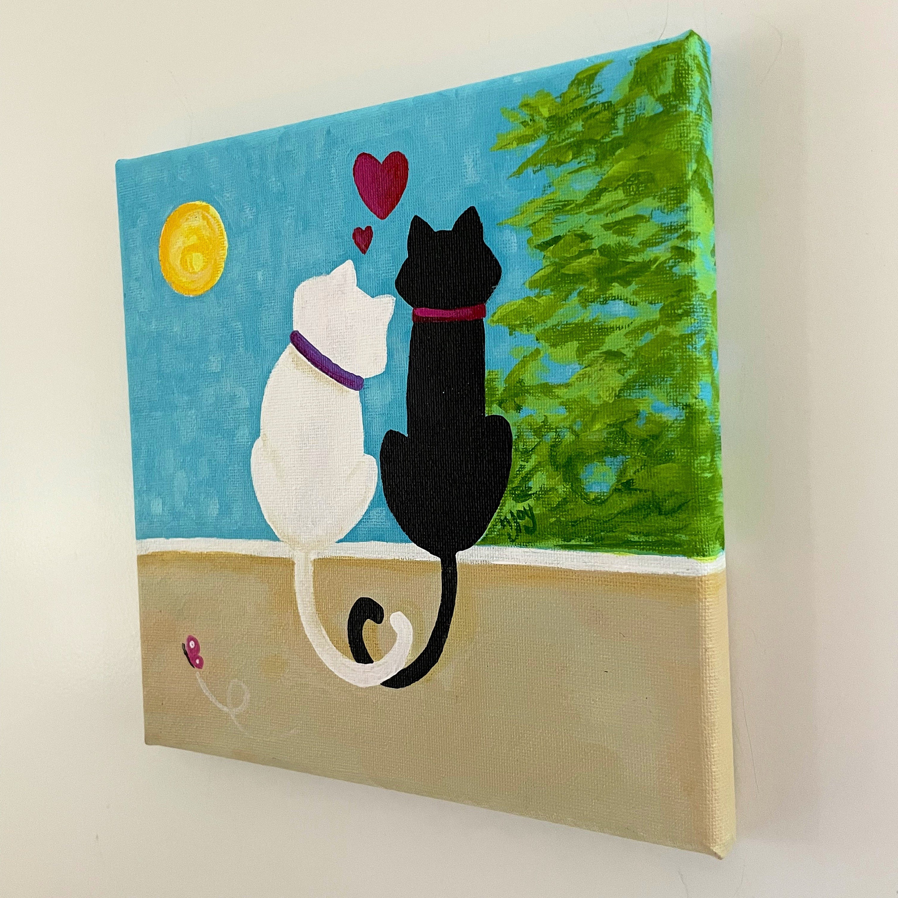 猫が大好き、気まぐれでロマンチックな猫の絵、8インチの