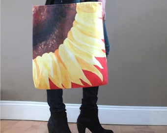 Sunflower Tote Bag, Original Art, Double Stitched, 16 Inch Canvas Bag