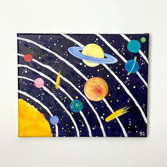 Space Art for Kids Room 10x8x.75 Inch Acrylic Space Painting for