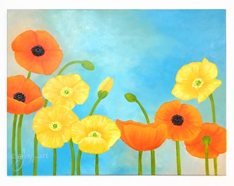 Custom Poppy Painting, you pick the size, layout and color, commission your own field of poppies