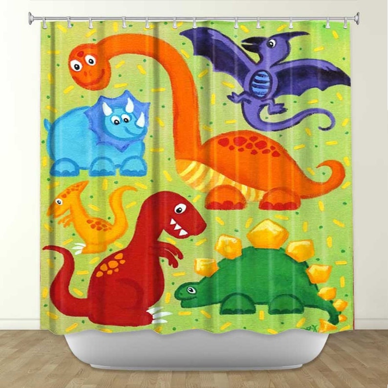 Dinosaur Kids Shower Curtain Bathroom Decor boys childrens Etsy