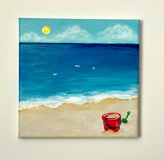 Seagull and Bucket of Shells on Beach Ceramic Tile 8 Inches Seagull and Bucket of Shells on Beach Ceramic Tile 8 Inches