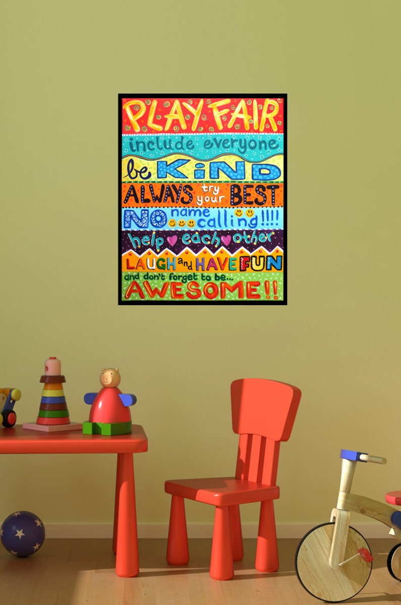 Playroom Rules Wall Art Print for Children 8x10 Inch Art Etsy