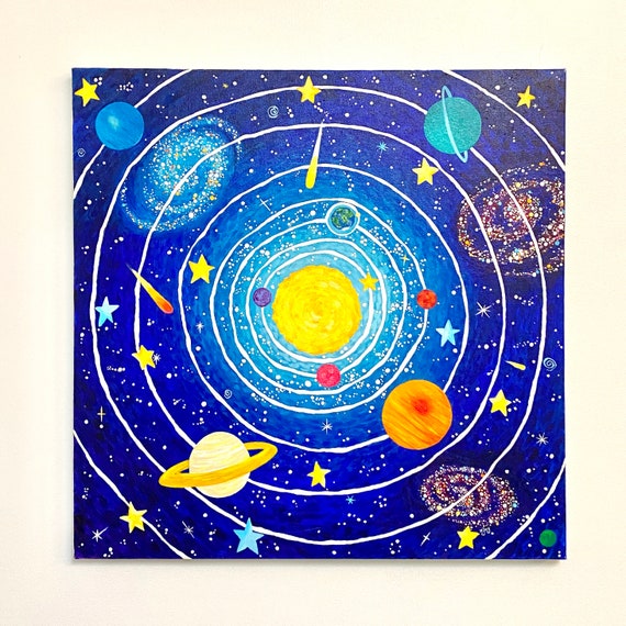 原画　宇宙家族　1点もの　絵画　イラスト 第4回「宇宙・私の夢」児童絵画展 入賞作品 2013年10月5日～11月24日
